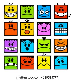 Colorful funny vector emoticons.