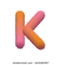 Colorful fur letter, Fluffy vector