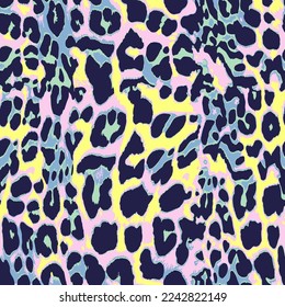 Colorful Furry Animal skin leopard cheetah vector elegant shape vector hand drawn jungle abstract animal skin with 3 colors and monochrome set animal texture suitable for printing on fabric wallpaper