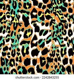 Colorful Furry Animal skin leopard cheetah vector elegant shape vector hand drawn jungle abstract animal skin with 3 colors and monochrome set animal texture suitable for printing on fabric wallpaper