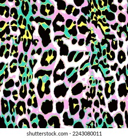 Colorful Furry Animal skin leopard cheetah vector elegant shape vector hand drawn jungle abstract animal skin with 3 colors and monochrome set animal texture suitable for printing on fabric wallpaper