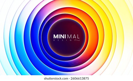 Colorful futuristic circular gradient background with dynamic layered concentric circles. Vibrant digital banner with neon curved layers and smooth glowing warm and cool hues for modern design project