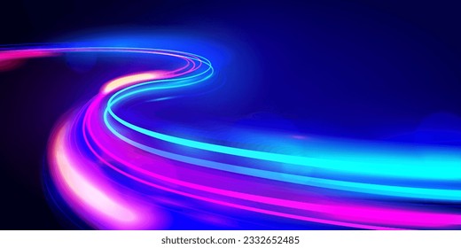 Colorful And Futuristic Neon Speedway Or Speedlines