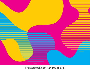 Colorful futuristic pattern. Liquid forms. Striped gradient. Vector neon background in minimalist style. Bright hipster poster. semitone