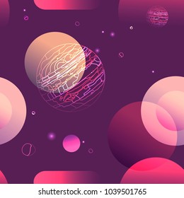 Colorful futuristic space seamless pattern.