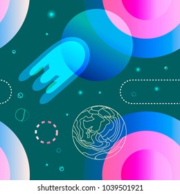 Colorful futuristic space seamless pattern.