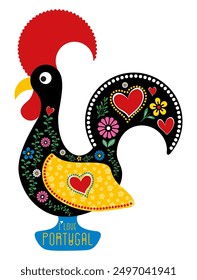 Colorful Galo de Barcelos. Portuguese Rooster Souvenir