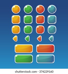 Colorful Game Buttons. Set of buttons for gaming interfaces. Vector GUI elements for mobile games