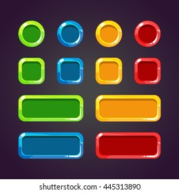 Colorful Game Buttons. Set of buttons for gaming interfaces. Vector GUI elements for mobile games