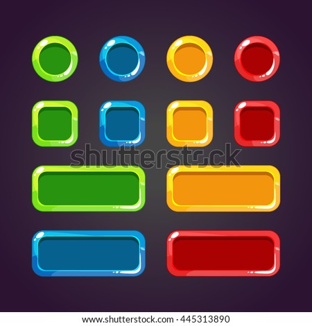 Colorful Game Buttons. Set of buttons for gaming interfaces. Vector GUI elements for mobile games