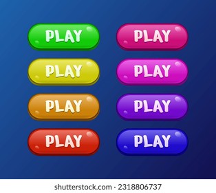 Juego de botones de juego coloridos: Jugar.