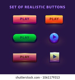 Colorful Game Buttons. Vector GUI elements for mobile games