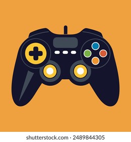 Colorful Game Controller Icon Vector Illustration. Retro Gaming Controller Detailed Vector Art. Cartoon Style Game Controller