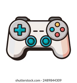 Colorful Game Controller Icon Vector Illustration. Retro Gaming Controller Detailed Vector Art. Cartoon Style Game Controller