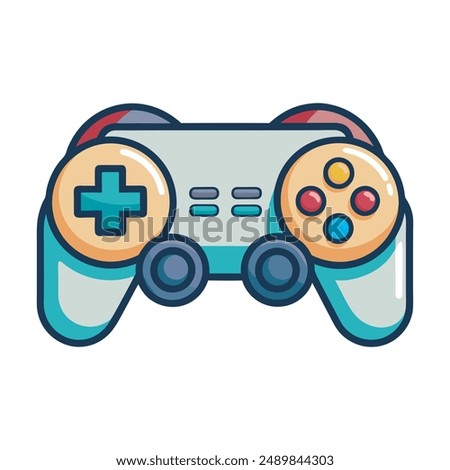 Colorful Game Controller Icon Vector Illustration. Retro Gaming Controller Detailed Vector Art. Cartoon Style Game Controller