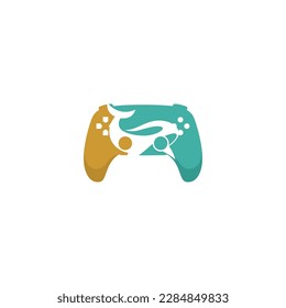 colorful game controller logo on white background