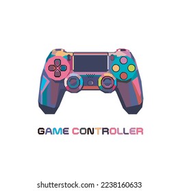 colorful game controller or game pad, white background isolate, pop art style, wpap ilustrator