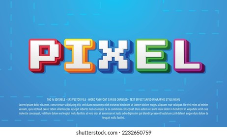 Colorful game pixel 3d style editable text effect use for logo and business brand