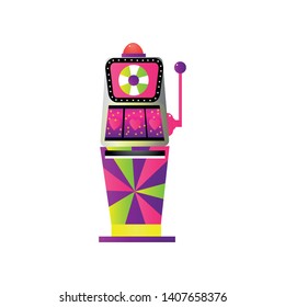 Colorful game slot machine pink color with red hearts