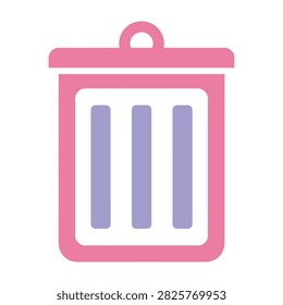 Colorful garbage bin symbol with rounded corners and vertical slits. Suitable for user interface design, recycling concepts, waste management signs, and digital applications.