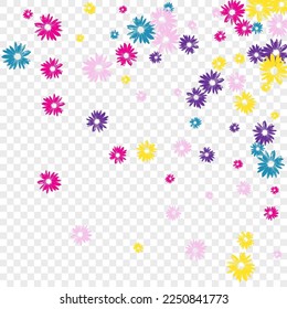 Vector transparente de fondo de jardín colorido. Textura de estilo floral. Vintage de hojas multicolor. Decoración Textil. Flores moradas claras.