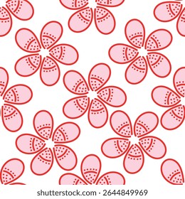 Colorful garden with flowers and leaves, Botanical seamless pattern, Vector background for for textile, fabric, wrapping paper, linens, wallpaper etc