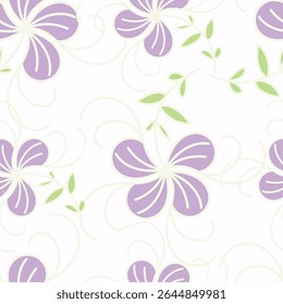 Colorful garden with flowers and leaves, Botanical seamless pattern, Vector background for for textile, fabric, wrapping paper, linens, wallpaper etc