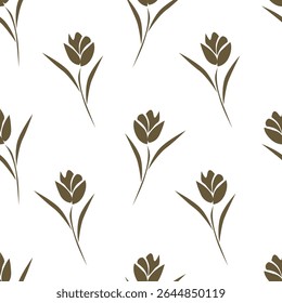 Colorful garden with flowers and leaves, Botanical seamless pattern, Vector background for for textile, fabric, wrapping paper, linens, wallpaper etc