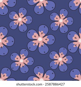 Colorful garden flowers on white background. Seamless vector pattern. Vintage print with inflorescences.