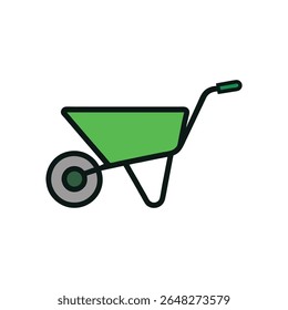A colorful garden wheelbarrow tool icon vector art illustration