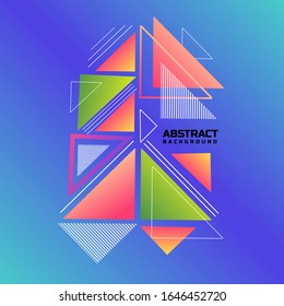 Colorful gardient geometric with decortive triangles wallpaper. Vector illustration