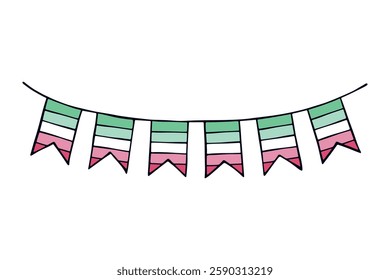 Colorful garland Abrosexual pride flag Happy pride day LGBTQ community Pride Month Vector hand drawn doodle for posters, stickers, logo, cards