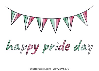 Colorful garland Abrosexual pride flag Happy pride day LGBTQIA community Pride Month Vector hand drawn doodle for posters, stickers, logo, cards