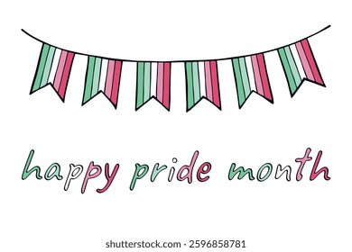 Colorful garland Abrosexual pride flag Happy pride day LGBTQIA community Pride Month Vector hand drawn doodle for posters, stickers, logo, cards