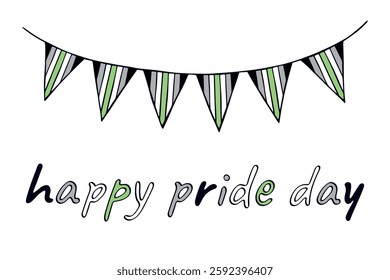 Colorful garland Agender pride flag Happy pride day LGBTQIA community Pride Month Vector hand drawn doodle for posters, stickers, logo, cards