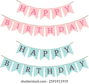 Colorful garland decoration Happy Birthday 