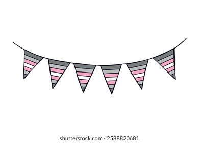 Colorful garland Demigirl pride flag Happy pride day LGBTQ community Pride Month Vector hand drawn doodle for posters, stickers, logo, cards