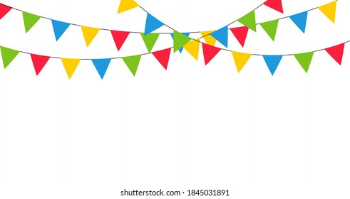 Colorful garland with flags. Decoration for carnival, holiday, birthday and festival. Vector elements.