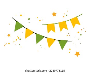 Colorful garland.
Flags on a rope for a party or birthday celebrations, festival and fair design