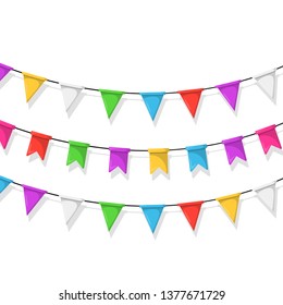 Colorful garland with flags. Vector flat design