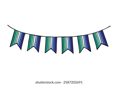 Colorful garland Gay men pride flag Happy pride day LGBTQ community Pride Month Vector hand drawn doodle for posters, stickers, logo, cards