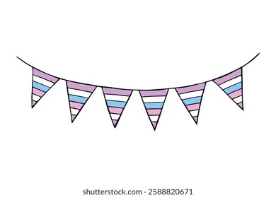 Colorful garland Intersex pride flag Happy pride day LGBTQ community Pride Month Vector hand drawn doodle for posters, stickers, logo, cards