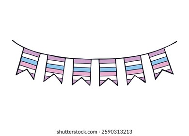 Colorful garland Intersex pride flag Happy pride day LGBTQ community Pride Month Vector hand drawn doodle for posters, stickers, logo, cards