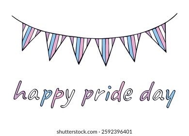 Colorful garland Intersex pride flag Happy pride day LGBTQIA community Pride Month Vector hand drawn doodle for posters, stickers, logo, cards