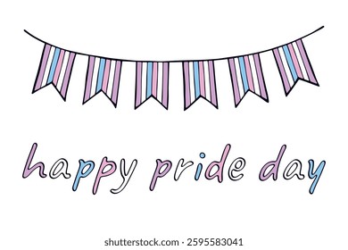 Colorful garland Intersex pride flag Happy pride day LGBTQIA community Pride Month Vector hand drawn doodle for posters, stickers, logo, cards