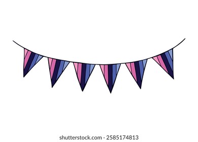 Colorful garland Omnisexual pride flag Happy pride day LGBTQ community Pride Month Vector hand drawn doodle for posters, stickers, logo, cards