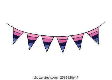 Colorful garland Omnisexual pride flag Happy pride day LGBTQ community Pride Month Vector hand drawn doodle for posters, stickers, logo, cards