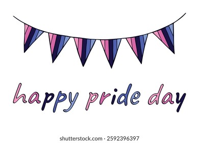 Colorful garland Omnisexual pride flag Happy pride day LGBTQIA community Pride Month Vector hand drawn doodle for posters, stickers, logo, cards