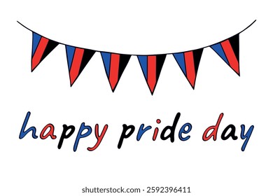 Colorful garland Polyamory pride flag Happy pride day LGBTQIA community Pride Month Vector hand drawn doodle for posters, stickers, logo, cards