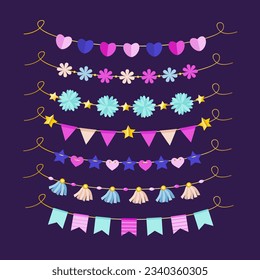 Colorful garlands for decoration.Vector illustration